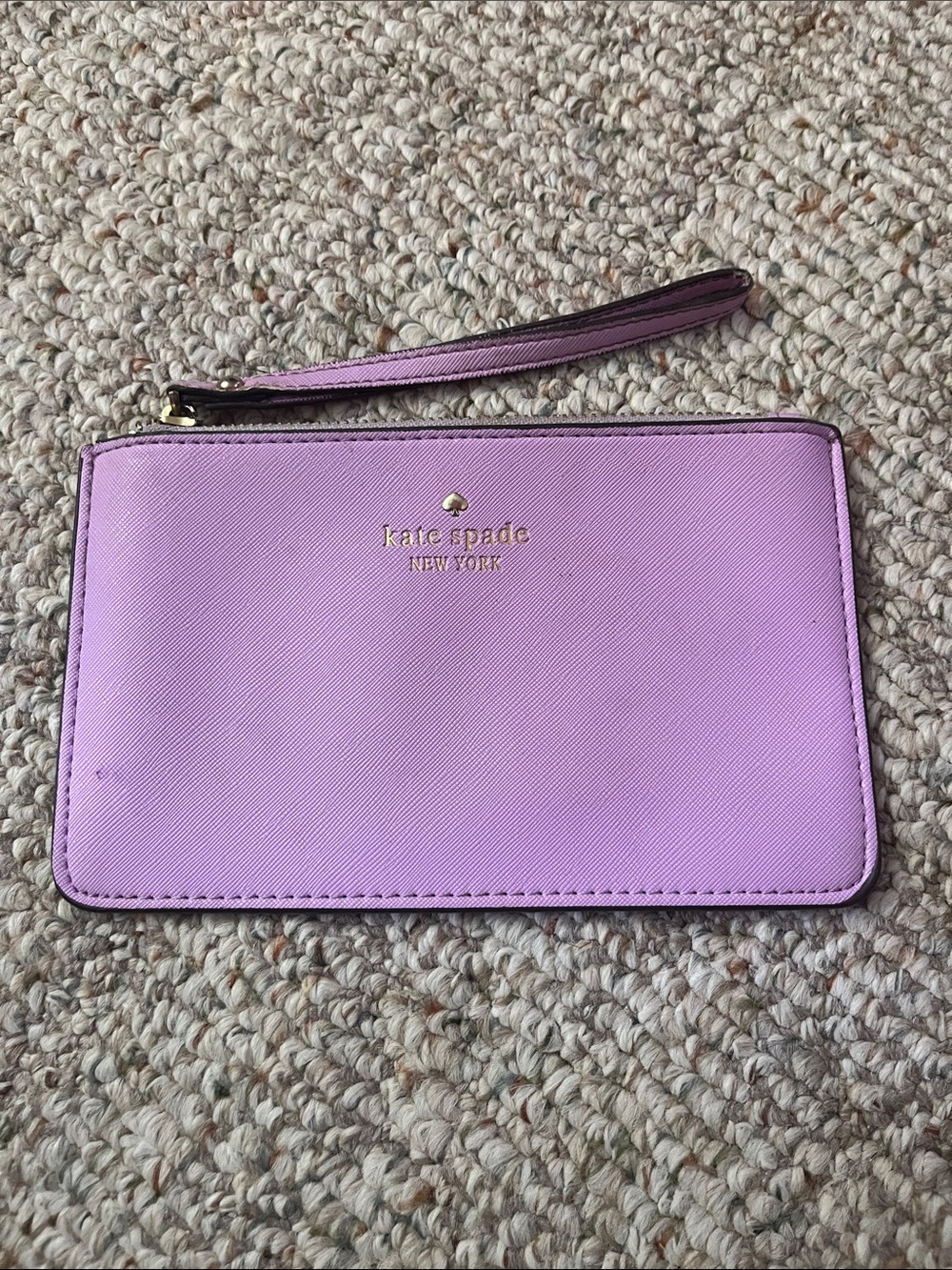 kate spade Lilac Saffiano Wristlet with Gold Logo